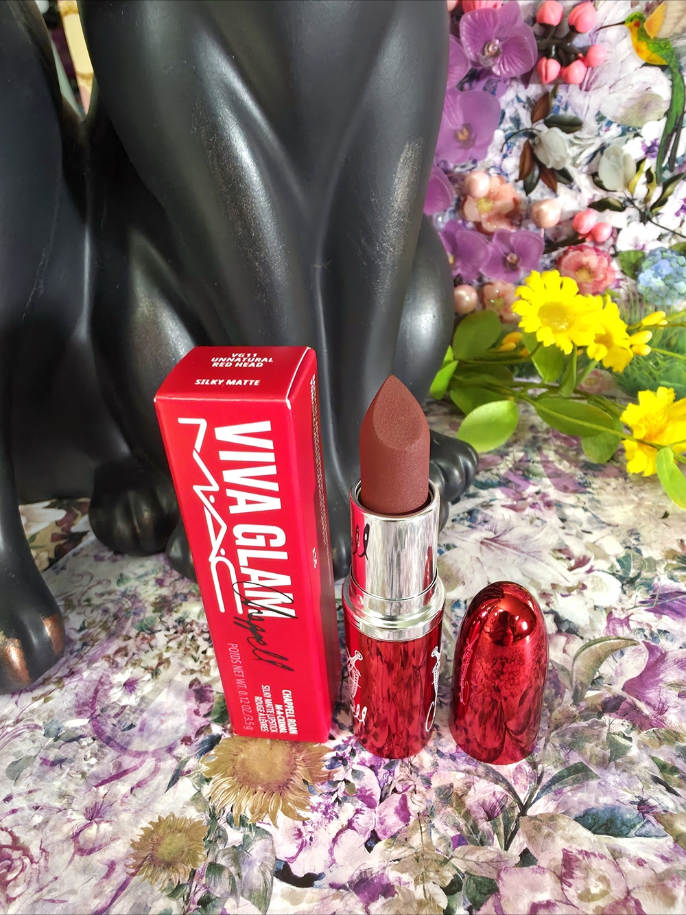 MAC Cosmetics Viva Glam 11 Chapel Roan silky matte Lipstick Unnatural Red Head